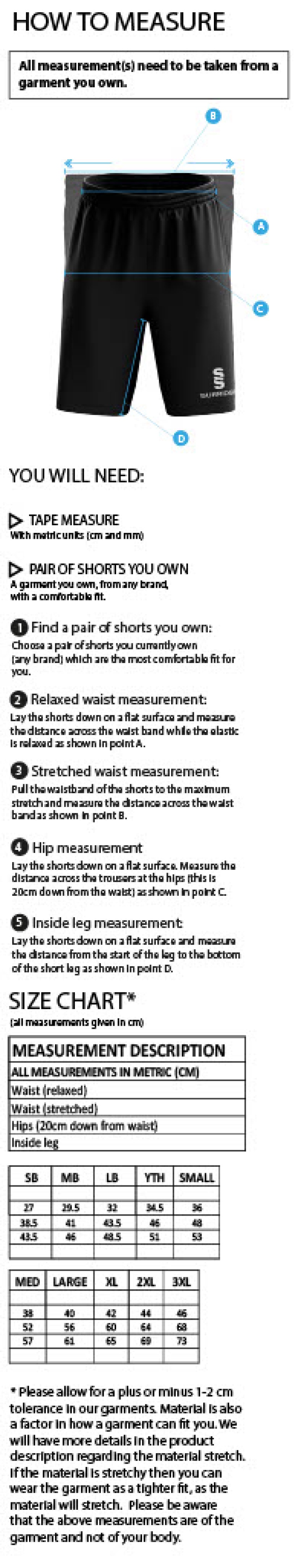 VRA Amsterdam CC - Women's Ripstop Pocketed Shorts - Size Guide
