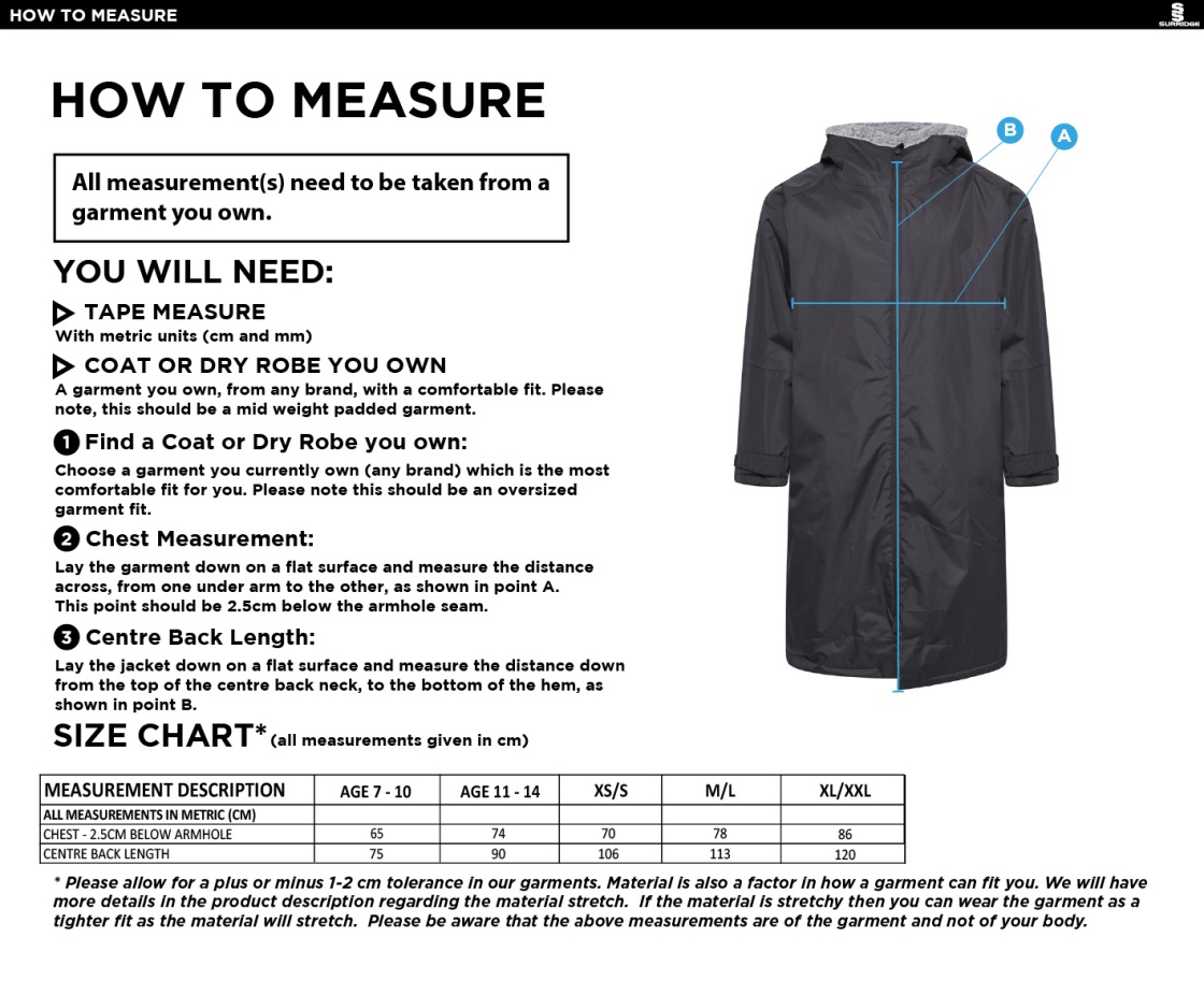 Active Fleece Robe - Navy - Size Guide